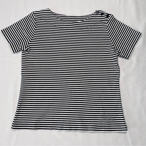 Architect Black/White Striped Short Sleeve Nautical Top Size MP  #0665 - Picture 1 of 7